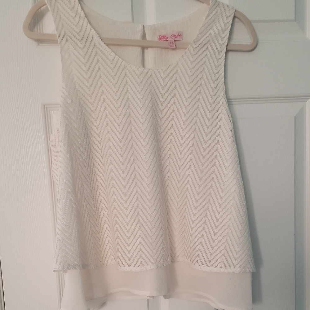 Charlotte Russe White Chevron Blouse